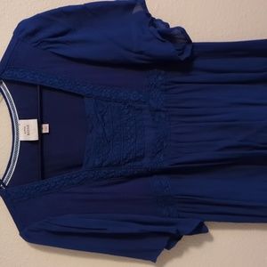 Knox Rose Blue Square Neck Blue Top, Medium
